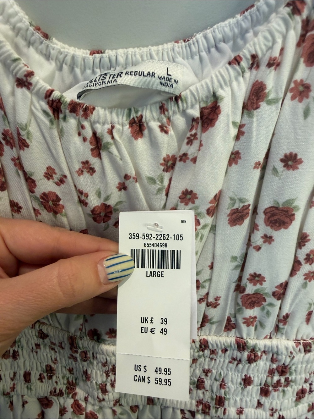 Hollister White Floral Tiered Romper with Pink Rose Print - Picture 6 of 6